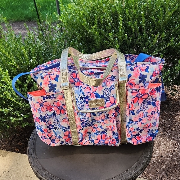 Lilly Pulitzer Floral Travel Bag - Pink and Blue - Picture 1 of 7